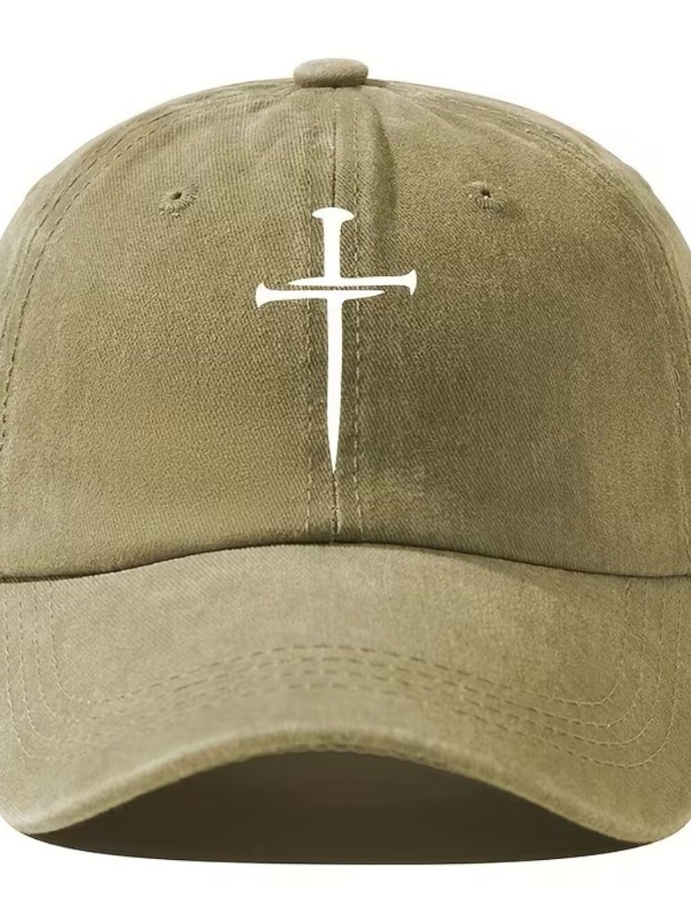 Beige Christian Cross Sword Hat Jesus Faith Religious Baseball Cap Dad Hat Gift - Picture 2 of 3